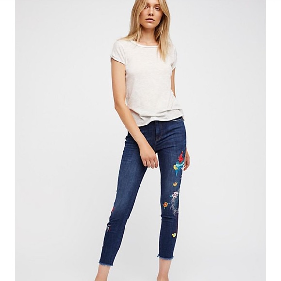 free people embroidered jeans